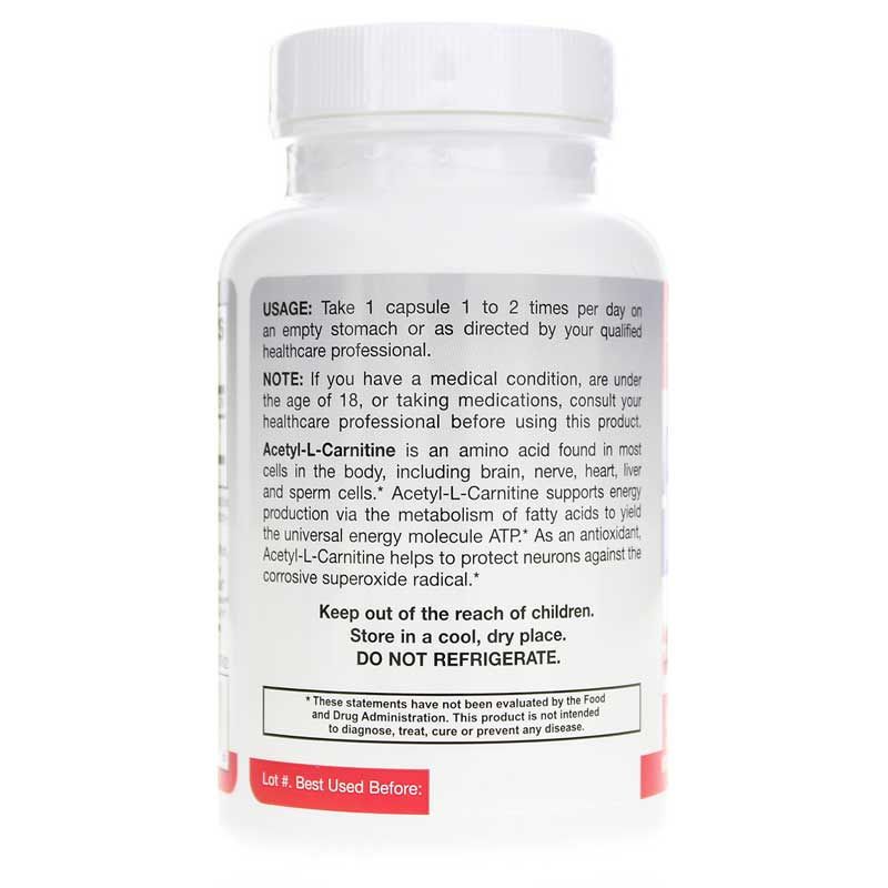 Acetyl L-Carnitine 500 Mg, 120 Veg Capsules | Ацетил L-карнітин 500 мг, 120 вегетеріанських капсул