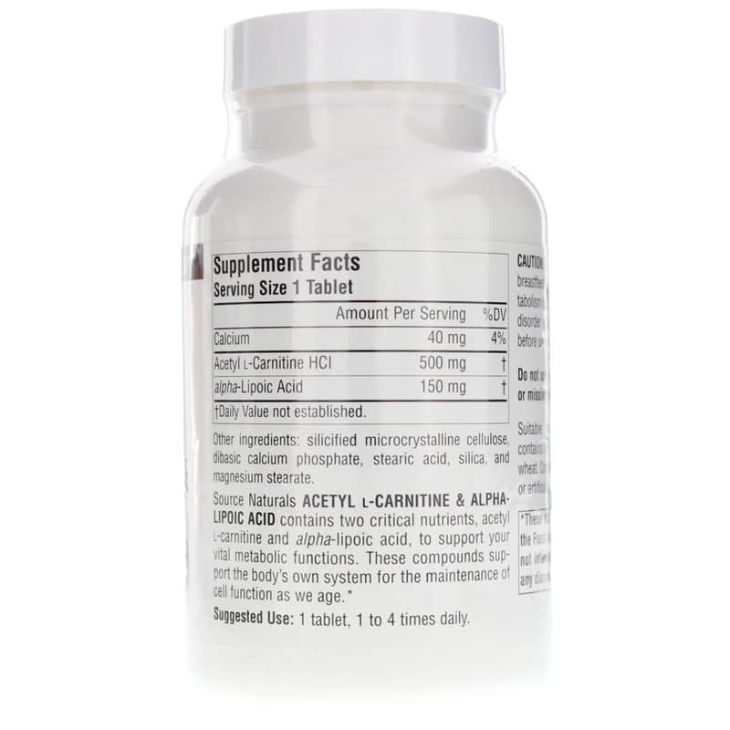 Acetyl L-Carnitine &amp; Alpha-Lipoic Acid 650 Mg, 120 Tablets | Ацетил L-карнитин и альфа-липоевая кислота 650 мг, 120 таблеток