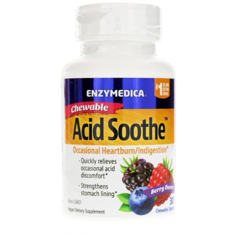 Acid Soothe Chewable Berry Flavor, 30 Chewable Tablets | Заспокійливий кислотний препарат жувальний зі смаком ягід, що заспокоює, 30 жувальних таблеток