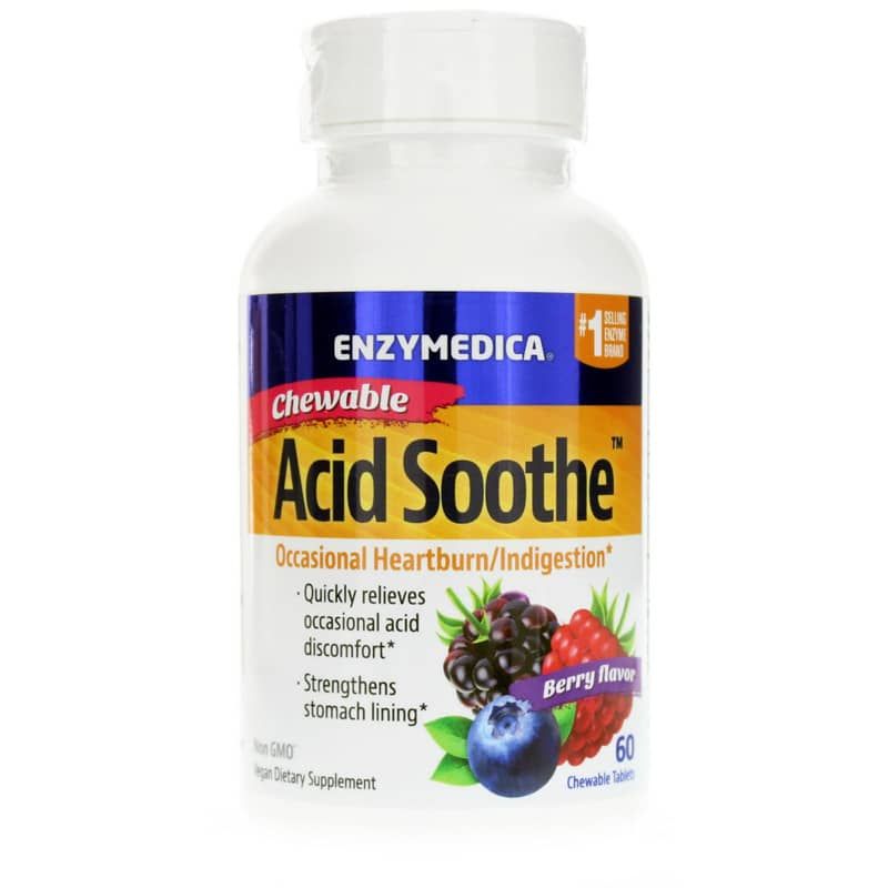 Acid Soothe Chewable Berry Flavor, 60 Chewable Tablets | Заспокійливий кислотний препарат жувальний зі смаком ягід, що заспокоює, 60 жувальних таблеток