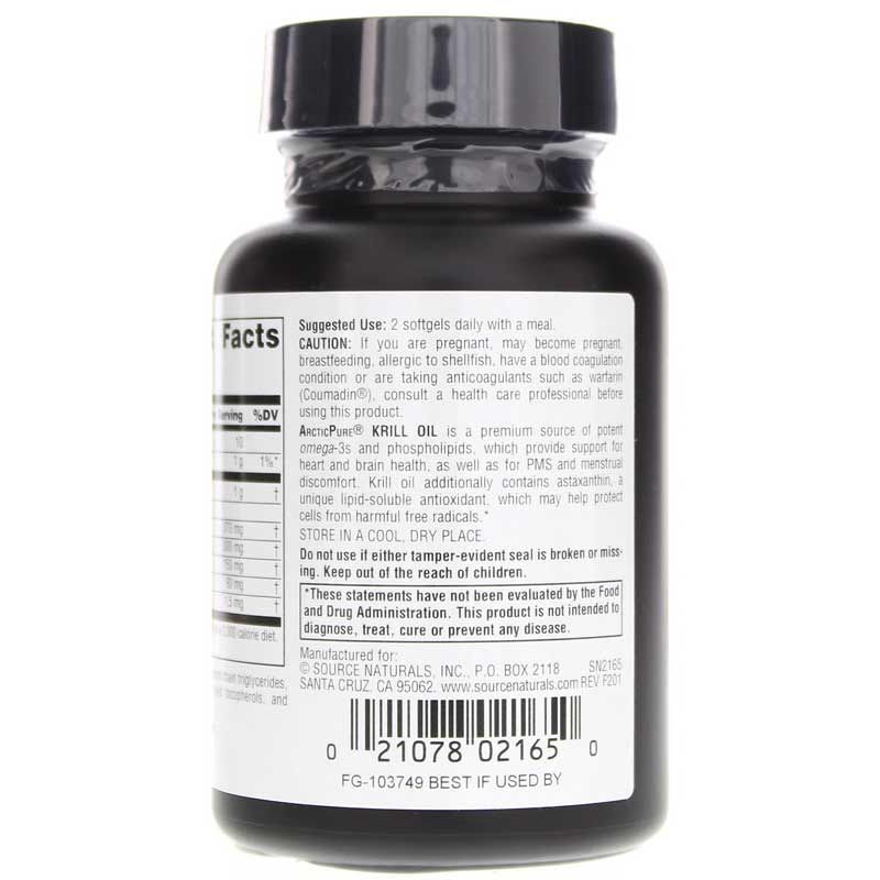 ArcticPure Krill Oil 500 Mg, Source Naturals, 60 Softgels | Масло криля ArcticPure 500 мг, source naturals, 60 гелевых капсул