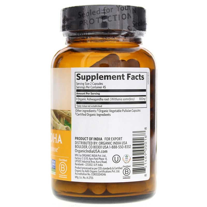 Ashwagandha Certified Organic, 90 Veg Capsules | Ашвагандха сертифікована органічна сертифікована, 90 вегетеріанських капсул