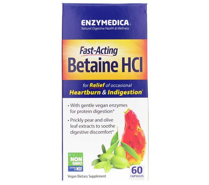 Betaine HCl Fast-Acting, 60 Capsules | Бетаїн HCl швидкої дії, 60 капсул