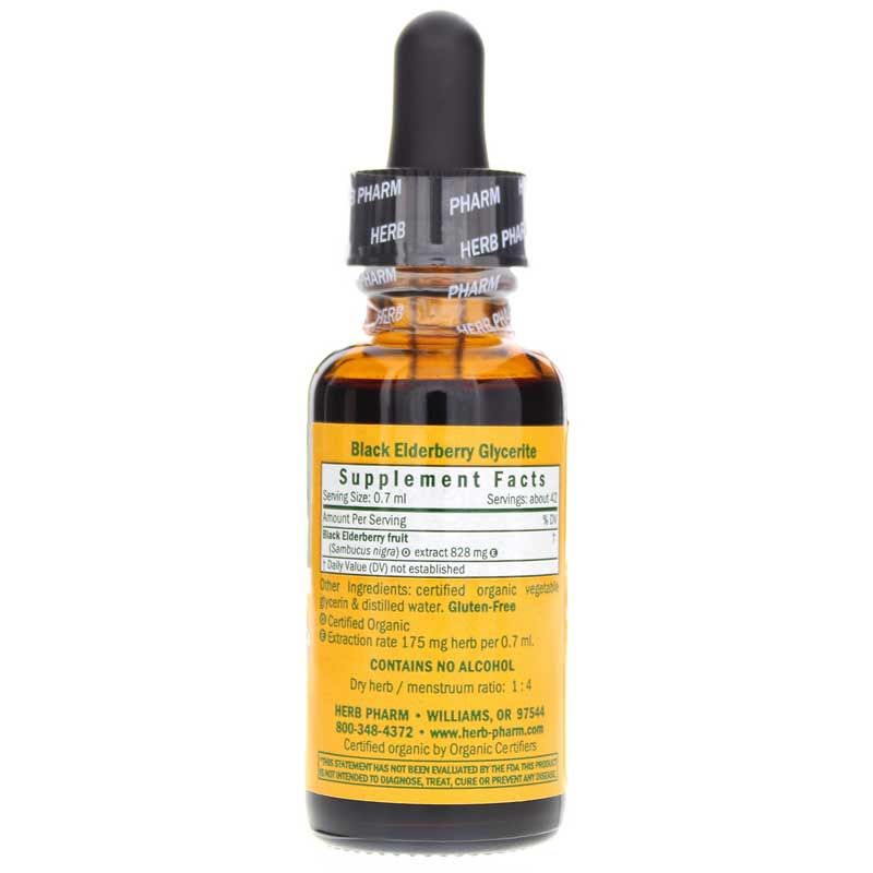 Black Elderberry Alcohol Free, Herb Pharm, 1 Oz | Бузина черная без спирта, трава фарм, 1 унция