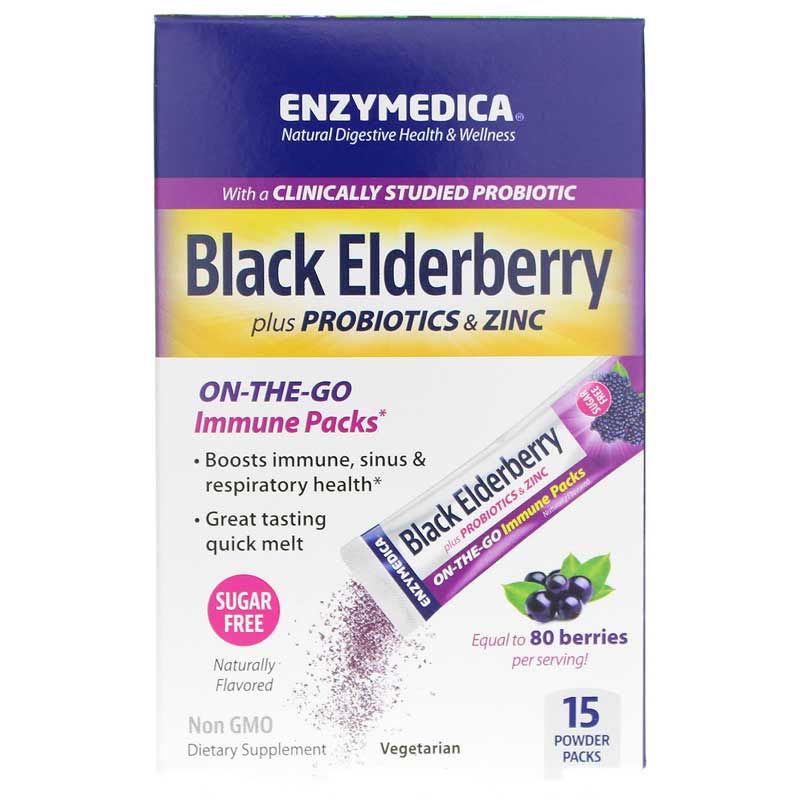 Black Elderberry On-the-Go Immune Packs, 15 Packets | Иммунные пакеты "на ходу" с черной бузиной, 15 пакетов