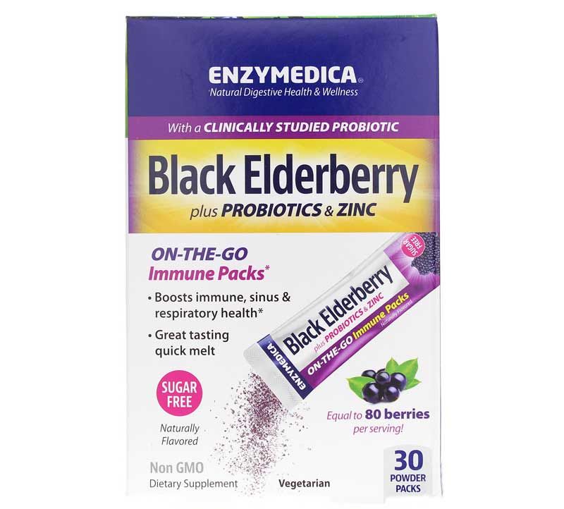 Black Elderberry On-the-Go Immune Packs, 30 Packets | Иммунные пакеты "на ходу" с черной бузиной, 30 пакетов