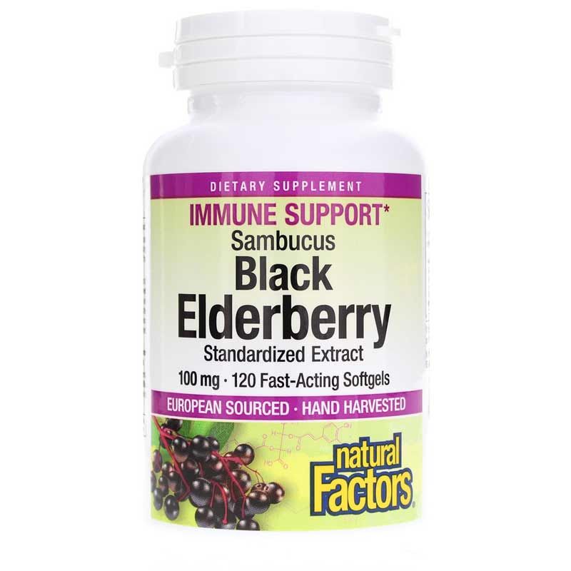 Black Elderberry Standardized Extract 100 Mg, 120 Softgels | Стандартизированный экстракт бузины черной 100 мг, 120 гелевых капсул