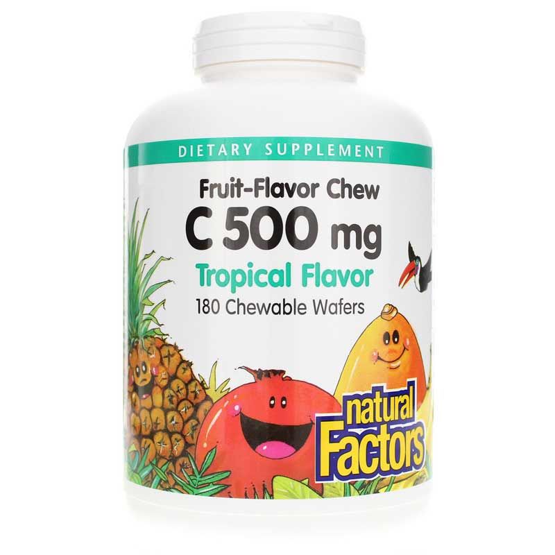C-500 Mg Natural Fruit Chew, Tropical, 180 Chewable Tablets | C-500 мг натуральный фруктовый жевательный, Тропический, 180 жевательных таблеток