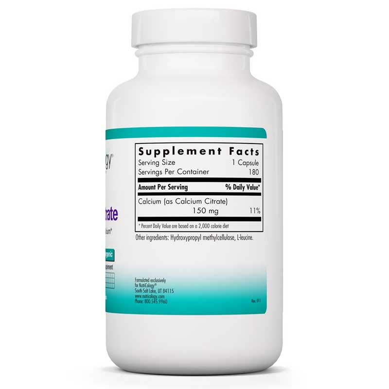 Calcium Citrate, 180 Veg Capsules, Nutricology | Цитрат кальция, 180 растительных капсул, nutricology
