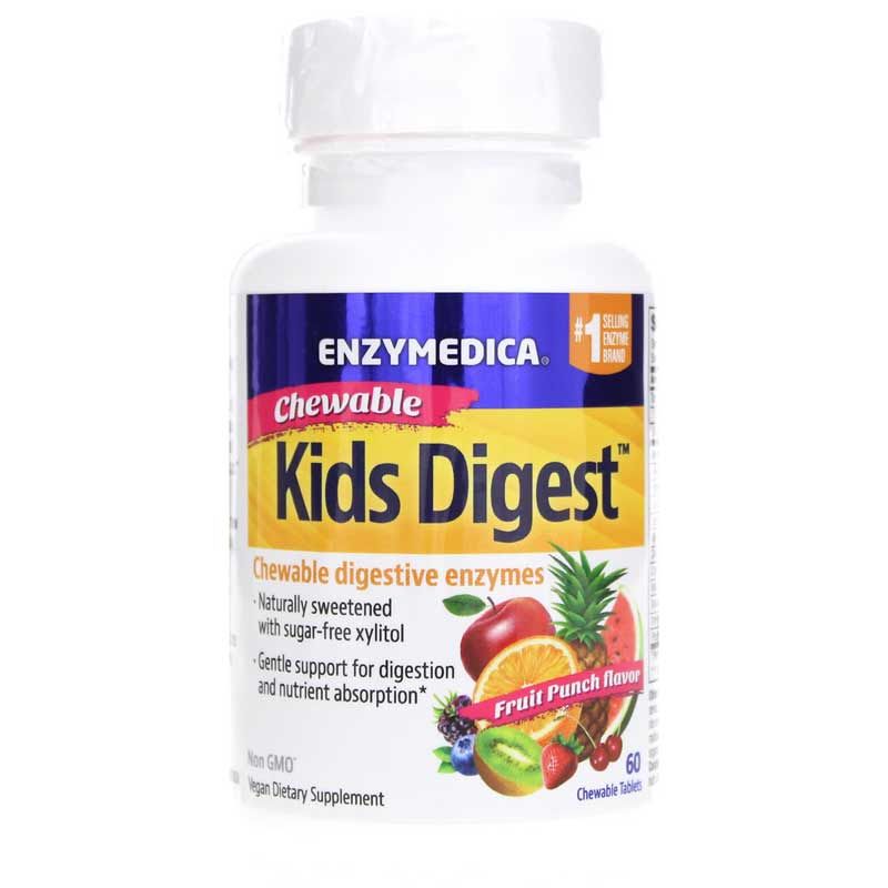 Chewable Kids Digest Fruit Punch Flavor, 60 Chewable Tablets | Жувальні таблетки для дітей зі смаком фруктового пуншу, 60 жувальних таблеток