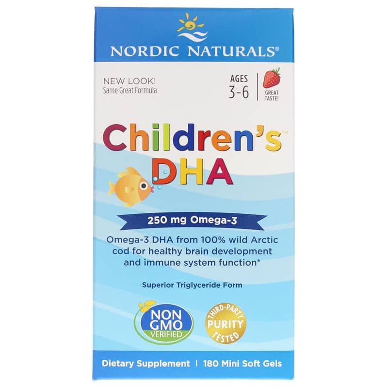 Children's DHA Strawberry, 180 Softgels | Детская ДГК клубника, 180 гелевых капсул