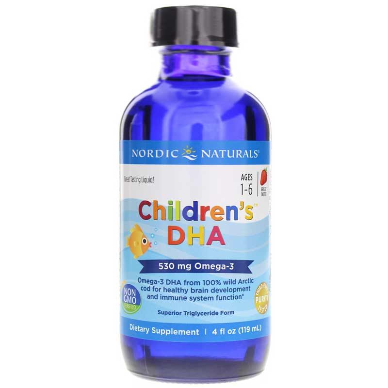 Children's DHA Strawberry Liquid, 4 Oz | Дитячий DHA полуничний рідкий полуничний, 4 унції