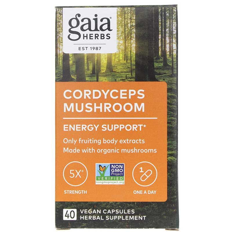 Cordyceps Mushroom Energy Support, 40 Vegan Capsules | Энергетическая поддержка грибов кордицепса, 40 веганских капсул