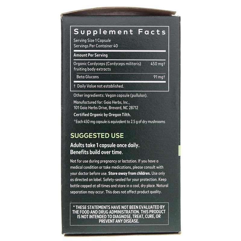 Cordyceps Mushroom Energy Support, 40 Vegan Capsules | Энергетическая поддержка грибов кордицепса, 40 веганских капсул
