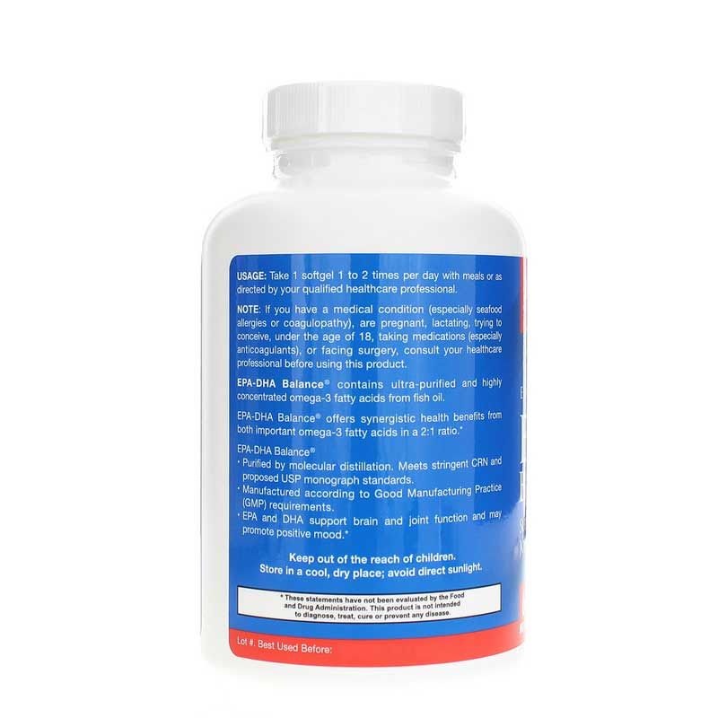 EPA-DHA Balance 2:1 Omega-3, 120 Softgels | Баланс EPA-DHA 2:1 омега-3, 120 гелевых капсул