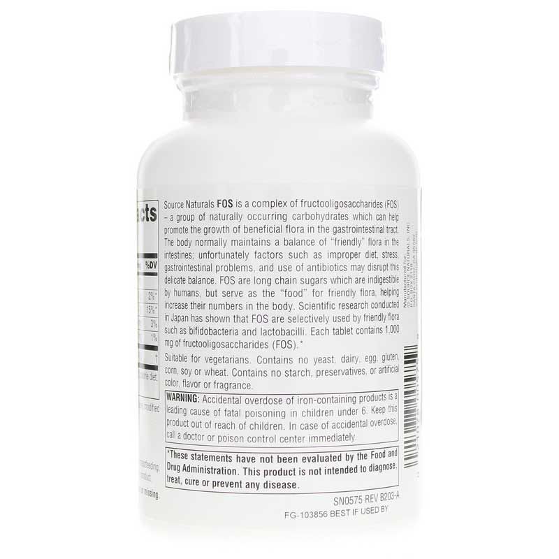 FOS Fructooligosaccharides 1000 Mg, 100 Tablets | Фруктоолигосахариды FOS 1000 мг, 100 таблеток