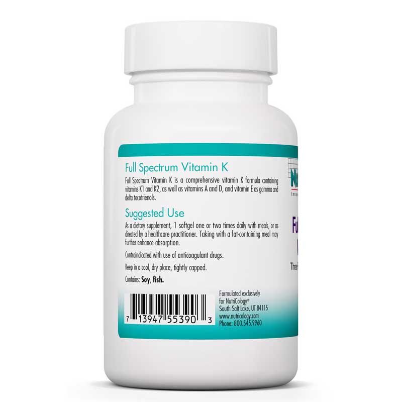 Full Spectrum Vitamin K, 90 Softgels, Nutricology | Вітамін К повного спектра дії, 90 м'яких таблеток, nutricology