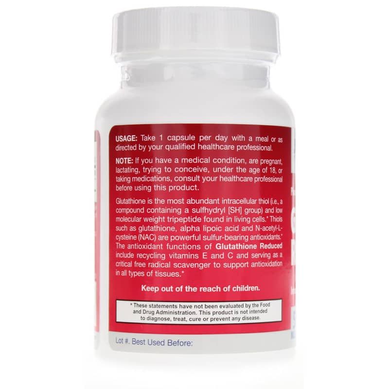Glutathione Reduced 500 Mg, 60 Veg Capsules | Глутатион восстановленный 500 мг, 60 вегетерианских капсул