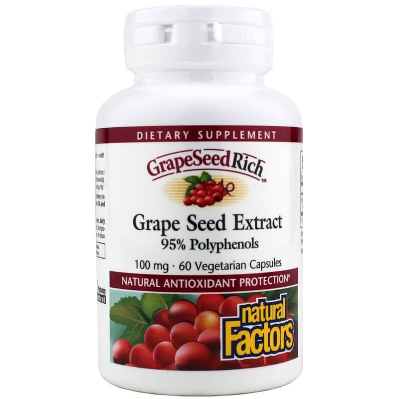 GrapeSeedRich Grape Seed Extract 100 Mg, 60 Veg Capsules | GrapeSeedRich экстракт виноградных косточек 100 мг, 60 вегетерианских капсул