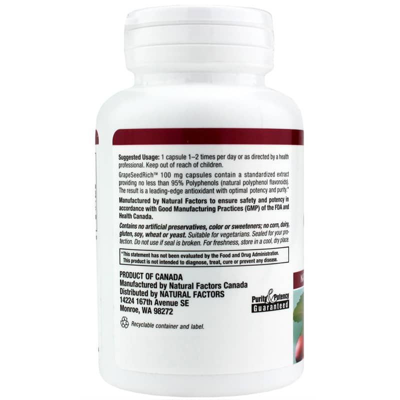 GrapeSeedRich Grape Seed Extract 100 Mg, 60 Veg Capsules | GrapeSeedRich экстракт виноградных косточек 100 мг, 60 вегетерианских капсул