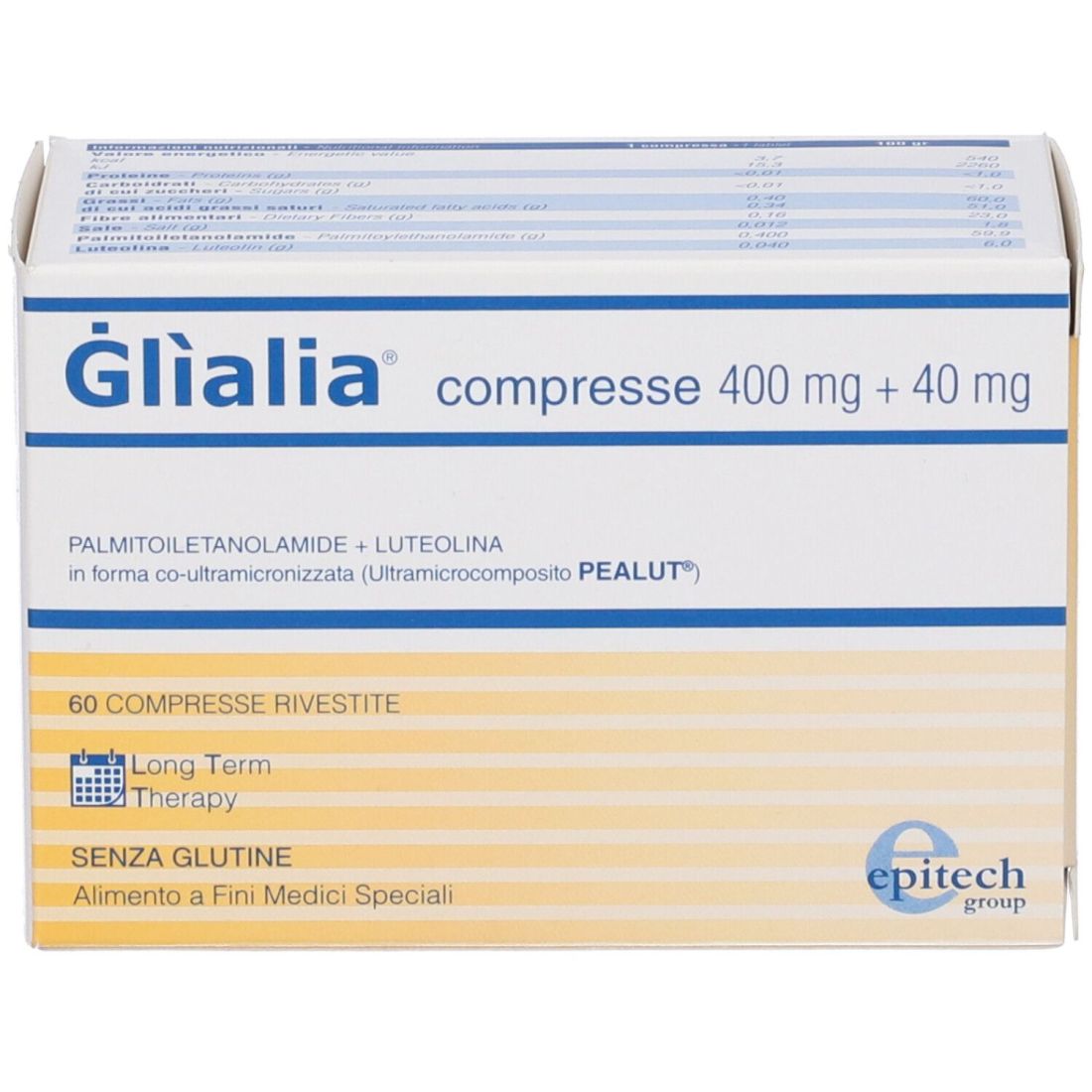 Glialia / Глиалия 400mg+40mg Пальмитоилэтаноламид (ПЭА/PEA) при неврологических расстройствах 60 таблеток