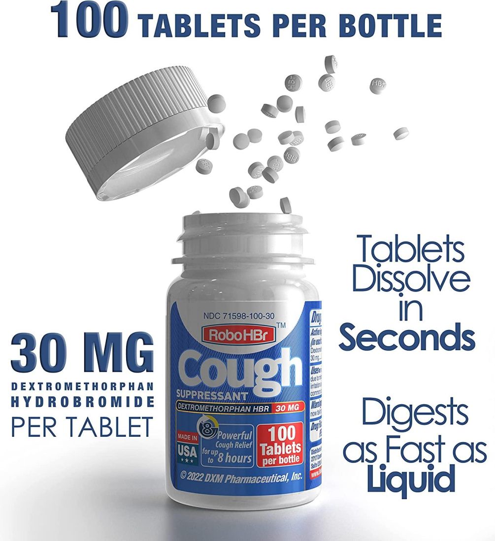 RoboTablets, RoboHBr Dextromethorphan HBr, 30 мг. (Декстрометорфан) HBr 30 мг 100 таблеток