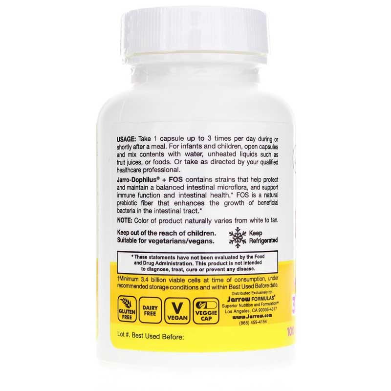 Jarro-Dophilus + FOS 3.4 Billion, 100 Veg Capsules | Джарро-дофілус і ФОС 3,4 млрд., 100 вегетеріанських капсул