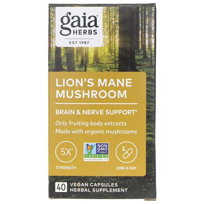 Lion's Mane Mushroom Brain &amp; Nerve Support, 40 Vegan Capsules | Гриб левова грива підтримка мозку і нервів, 40 веганських капсул