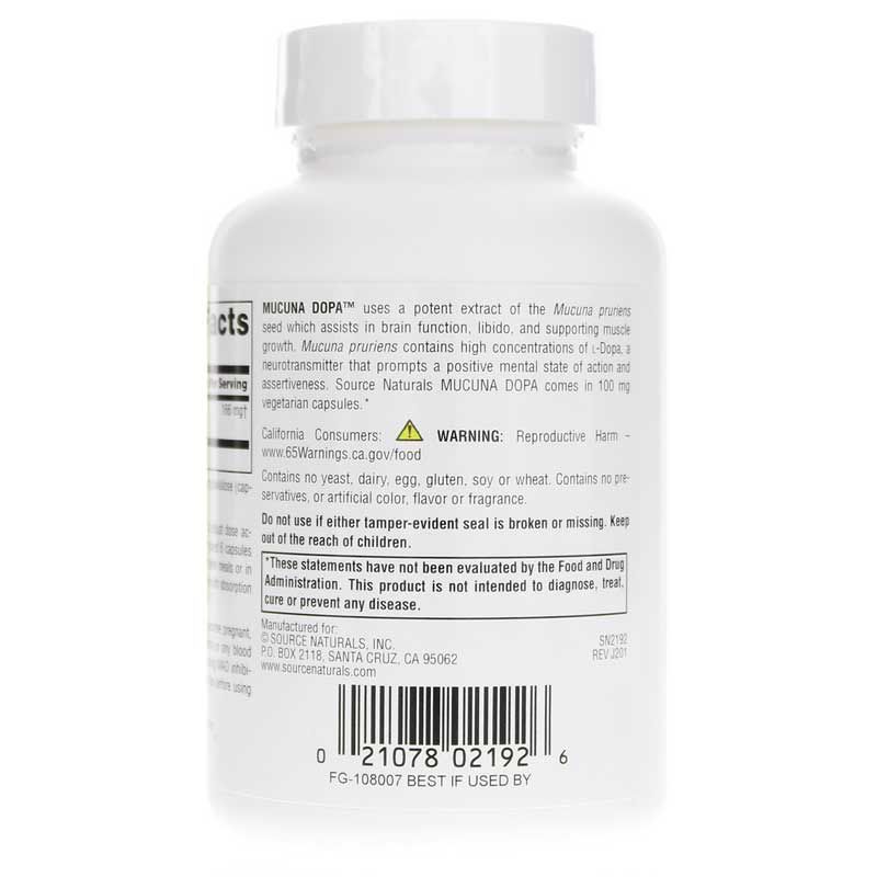 Mucuna Dopa 100 Mg, Source Naturals, 120 Veg Capsules | Мукуна допа 100 мг, source naturals, 120 вегетеріанських капсул
