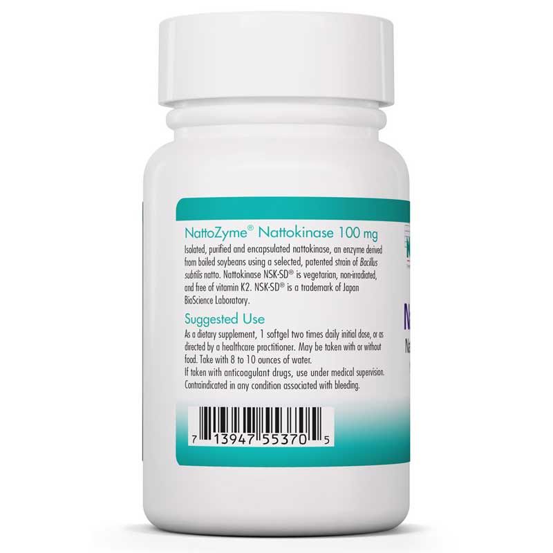 NattoZyme Nattokinase 100 Mg, Nutricology, 60 Softgels | NattoZyme наттокиназа 100 мг, нутрициология, 60 гелевых капсул