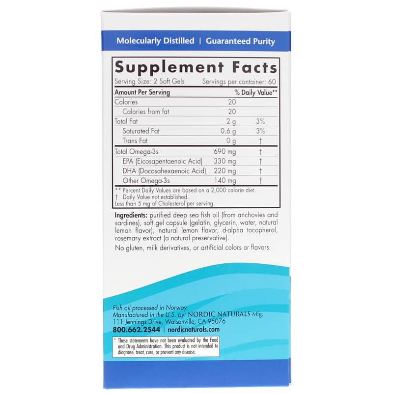 Omega-3 Lemon Softgels, 120 Softgels | Омега-3 лимон софтгели, 120 гелевых капсул