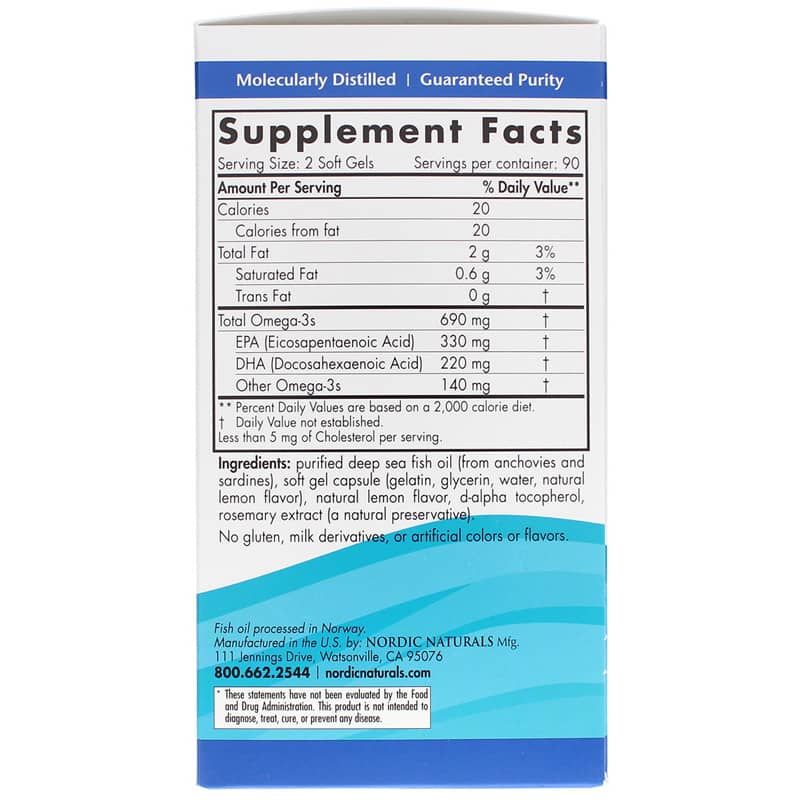 Omega-3 Lemon Softgels, 180 Softgels | Омега-3 лимон софтгели, 180 гелевых капсул