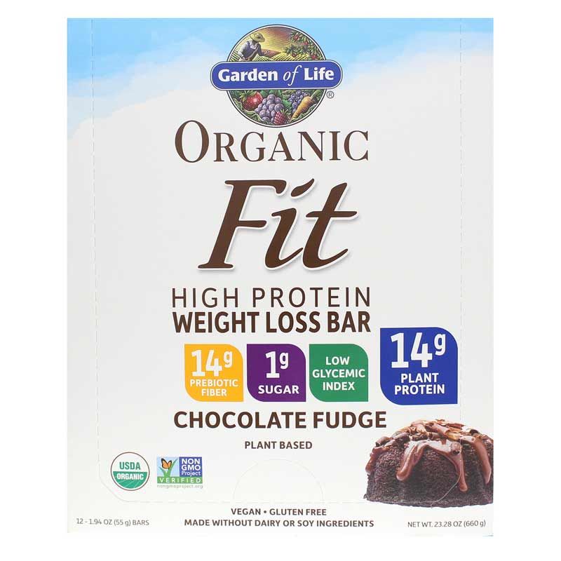 Organic Fit High Protein Weight Loss Bar, Chocolate Fudge, 12 Bars | Батончик для похудения с высоким содержанием белка organic fit, Шоколадная помадка, 12 Барс