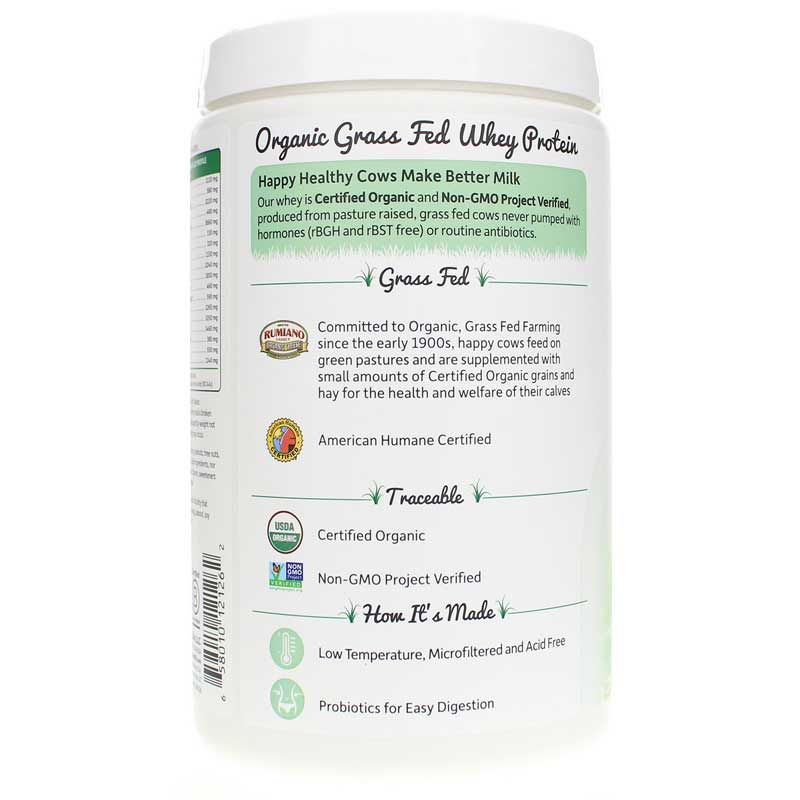 Organic Grass Fed Whey Protein, Vanilla, 13.33 Oz | Органический сывороточный протеин травяного откорма, Ваниль, 13,33 унции