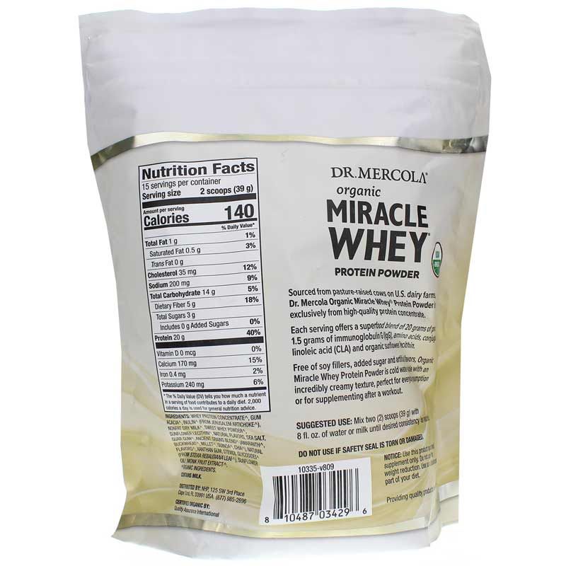 Organic Miracle Whey Protein, Vanilla | Органический чудодейственный сывороточный протеин, Ваниль