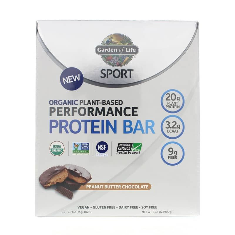 Organic Plant-Based Performance Protein Bar, Peanut Butter Chocolate, 12 Bars | Органічний протеїновий батончик на рослинній основі, Шоколад з арахісовим маслом, 12 Барс