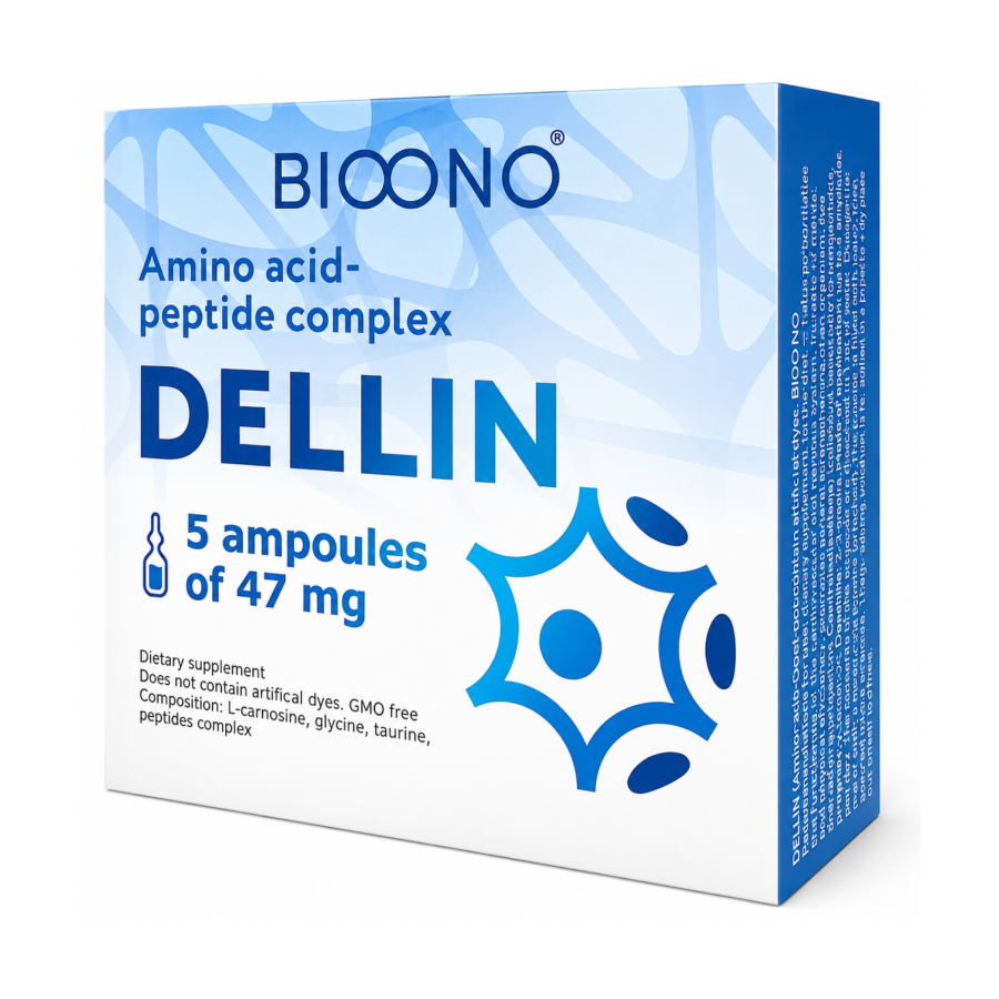 Dellin / Деллін - комплекс амінокислотних пептидів, біорегулятор кори головного мозку, для інтраназального застосування. 5 ампул.