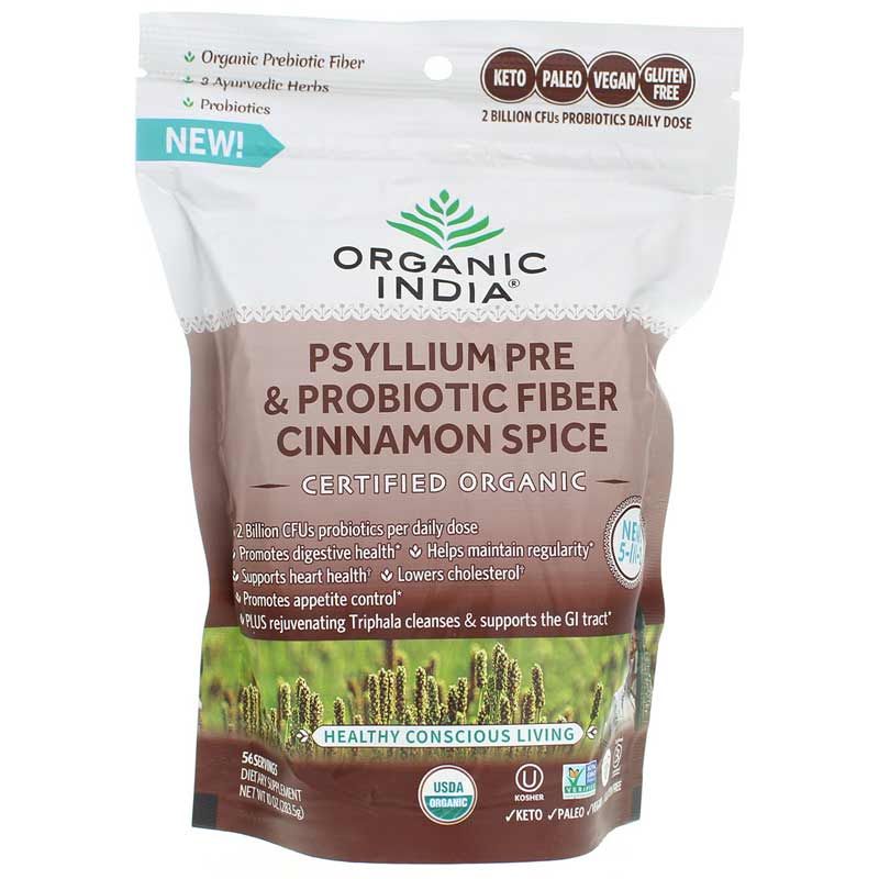 Psyllium Pre &amp; Probiotic Fiber Organic, Cinnamon Spice | Псиллиум органическое волокно для пре- и пробиотиков, Пряность с корицей