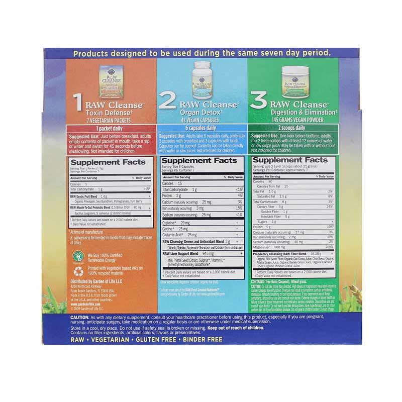 Raw Cleanse 7 Day Triple Detox Kit | Сырая очистка 7-дневный тройной детокс-комплект