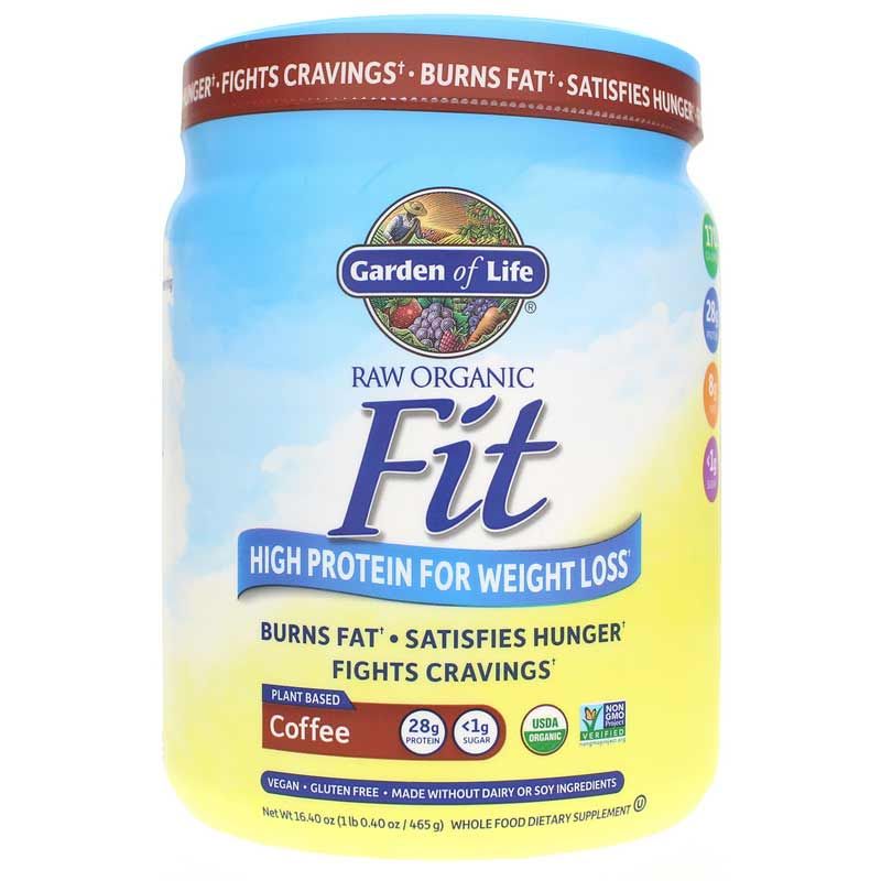 Raw Organic Fit High Protein for Weight Loss, Coffee, 16.4 Oz | Сирий органічний фіт із високим вмістом білка для зниження ваги, Кава, 16,4 унції