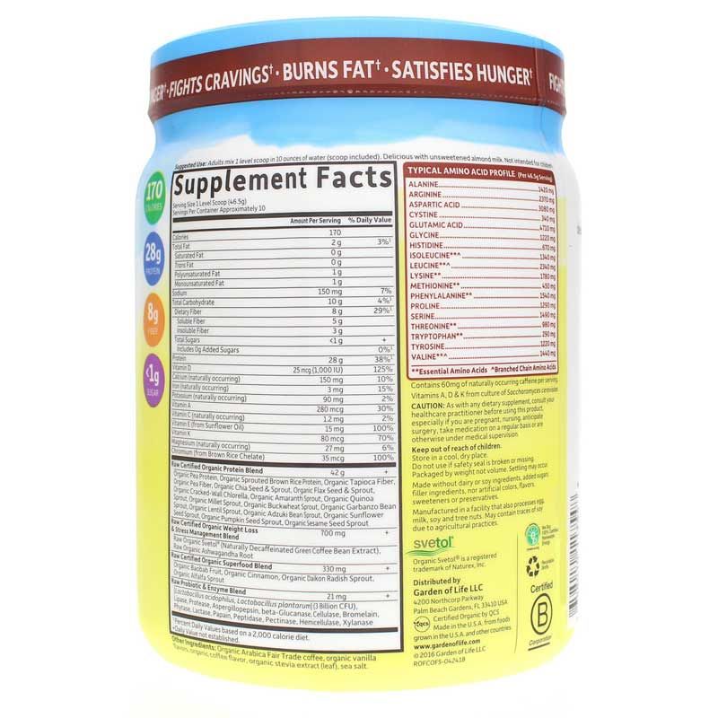 Raw Organic Fit High Protein for Weight Loss, Coffee, 16.4 Oz | Сырой органический фит с высоким содержанием белка для снижения веса, Кофе, 16,4 унции