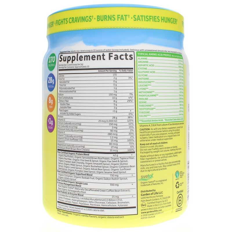 Raw Organic Fit High Protein for Weight Loss, Original, 15.69 Oz | Сырой органический фит с высоким содержанием белка для снижения веса, Оригинал, 15,69 унции