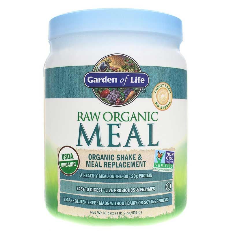 Raw Organic Meal Shake &amp; Meal Replacement, Lightly Sweet, 18.3 Oz | Сирий органічний харчовий коктейль і заміна харчування, Легка солодкість, 18,3 унції