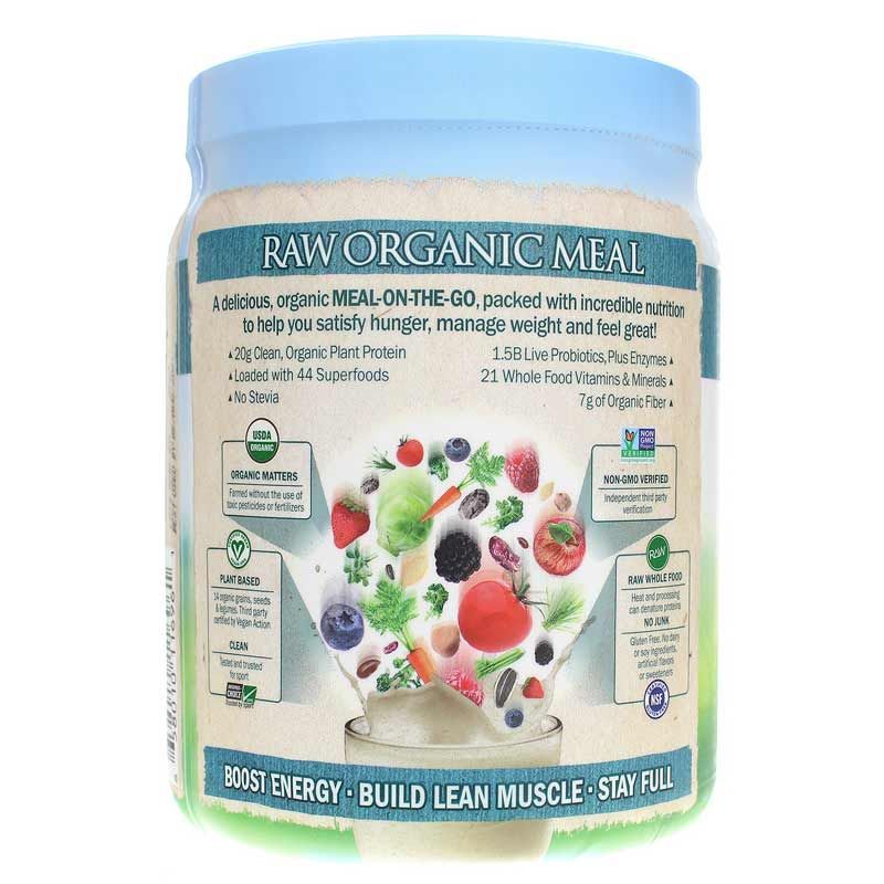 Raw Organic Meal Shake &amp; Meal Replacement, Lightly Sweet, 18.3 Oz | Сырой органический пищевой коктейль и замена питания, Легкая сладость, 18,3 унции