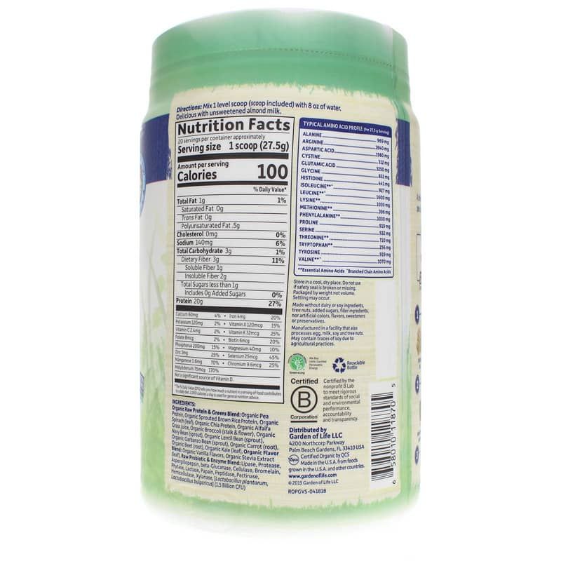 Raw Protein &amp; Greens, Vanilla, 19.4 Oz | Сирий білок і зелень, Ваніль, 19,4 унції