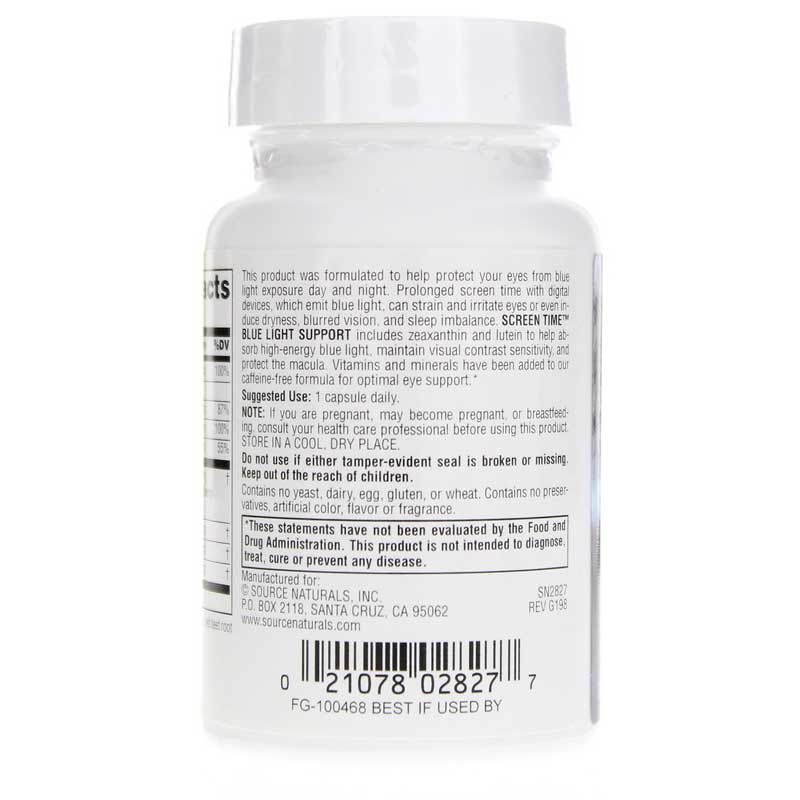 Screen Time Blue Light Support, 30 Veg Capsules | Час роботи екрана підтримка синього світла, 30 вегетеріанських капсул