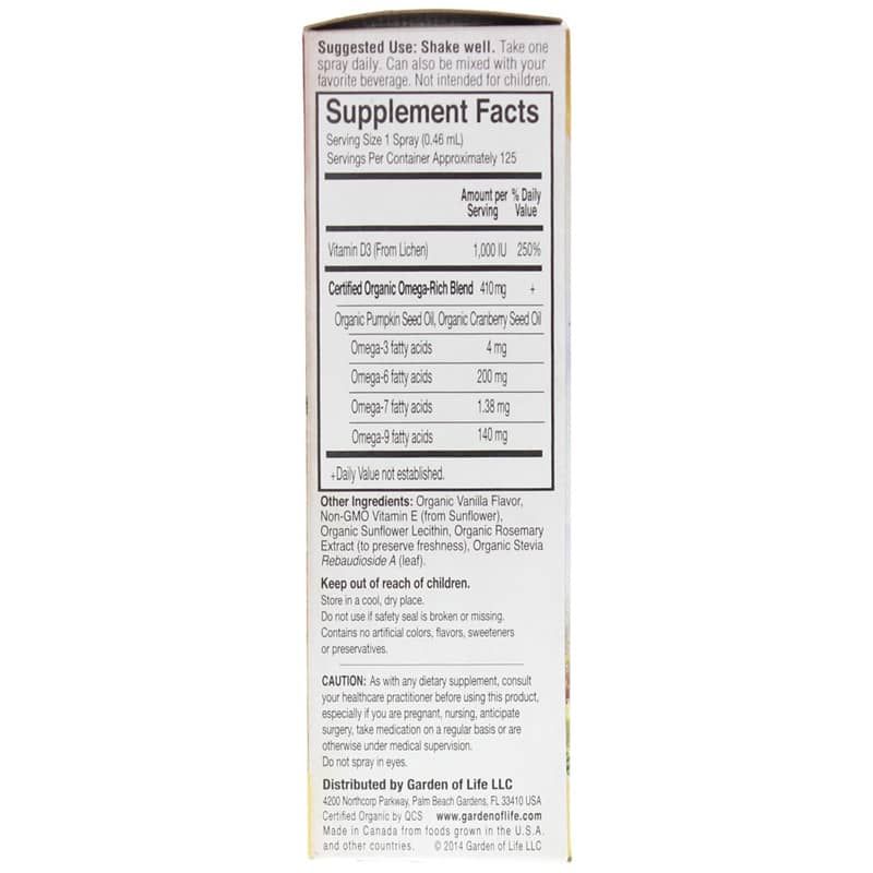 Vegan D3 1,000 IU Organic Spray Vanilla | Веганський D3 1,000 МО органічний спрей ваніль 1,000 МО