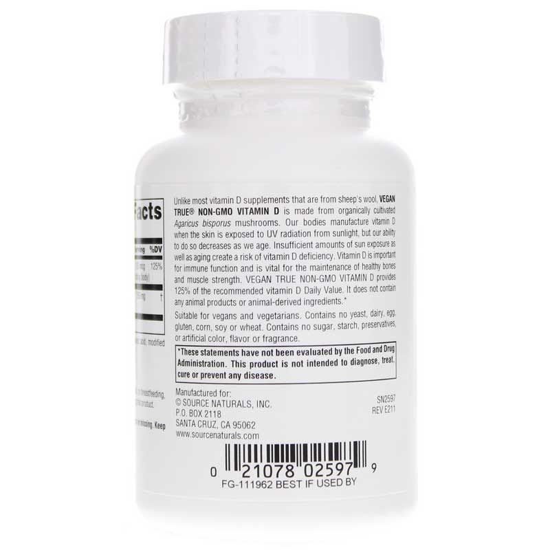 Vegan True Non-GMO Vitamin D, 120 Tablets | Веганский истинный витамин D без ГМО, 120 таблеток