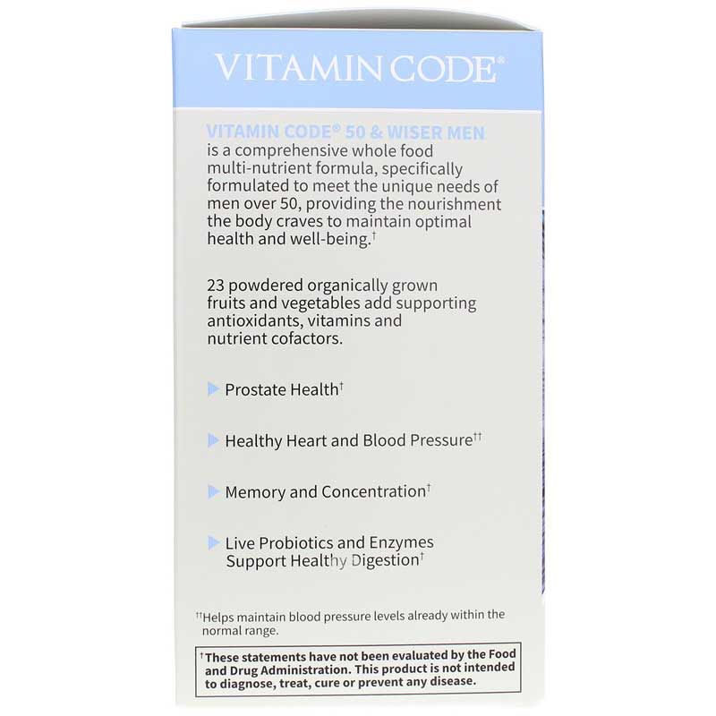 Vitamin Code 50 &amp; Wiser Men Multivitamin, 240 Veg Capsules | Витаминный код 50 и мудрые мужчины мультивитамин, 240 вегетерианских капсул