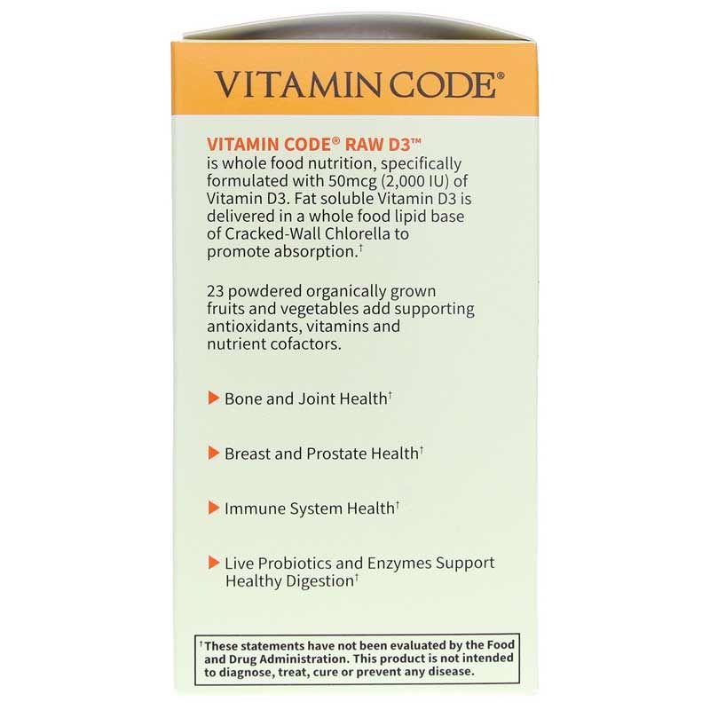 Vitamin Code Raw D3 2000 IU (50 Mcg), 60 Veg Capsules | Вітамінний код сирий D3 2000 МО (50 мкг), 60 вегетеріанських капсул